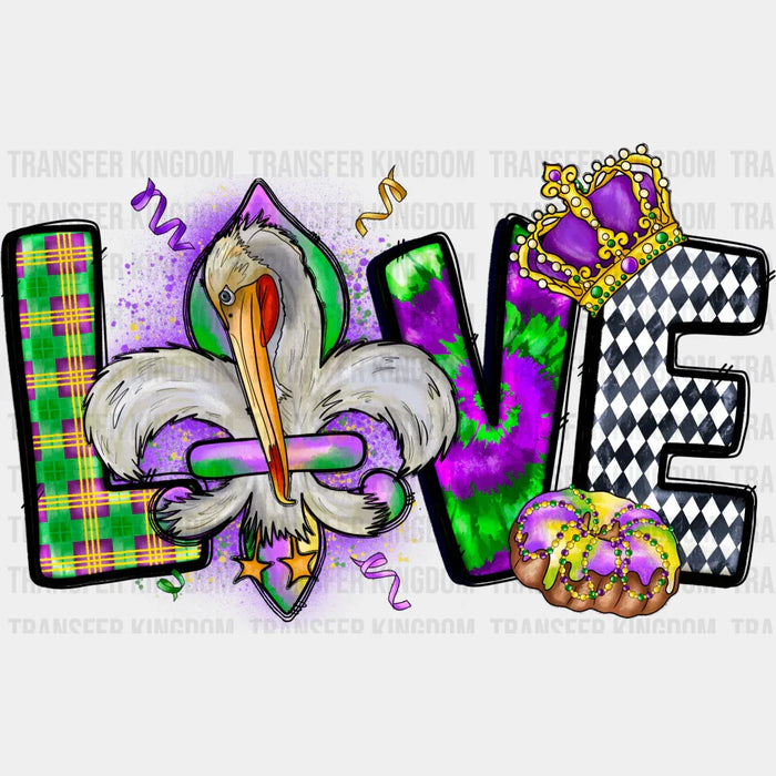 Love Fleur-de-lis Mardi Gras Design - Mardi Gras DTF heat transfer