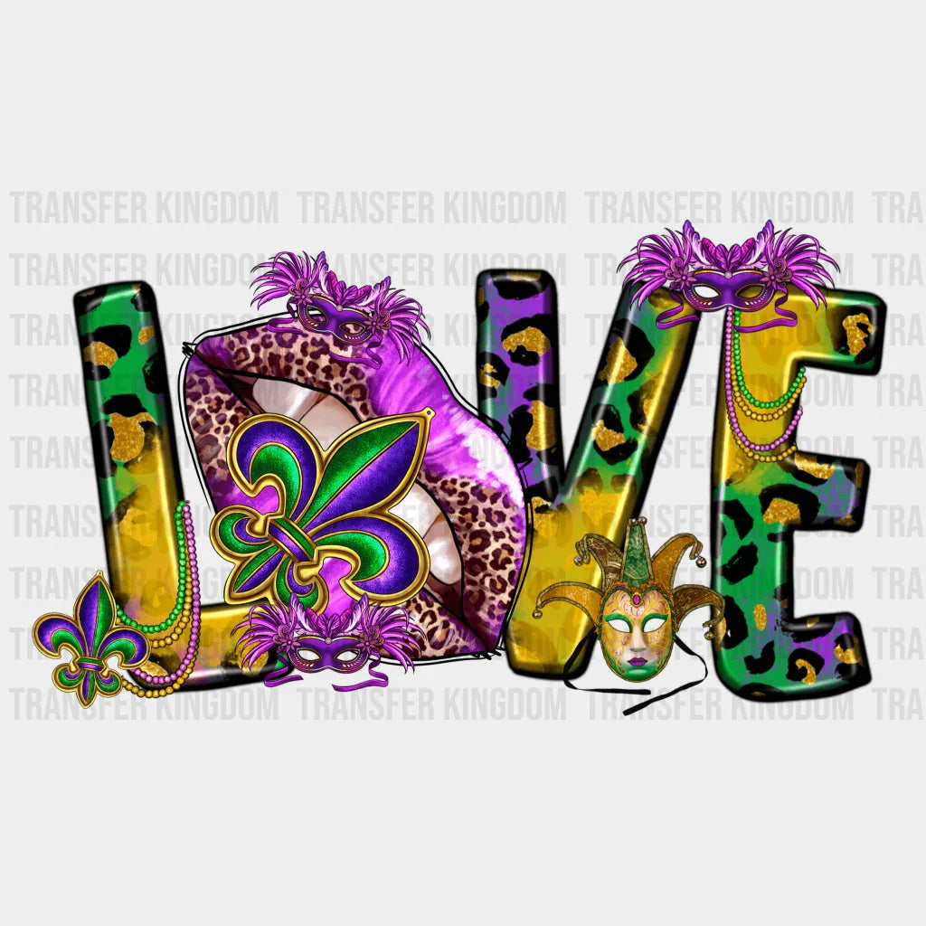 Love Mardi Gras Design- Dtf Heat Transfer