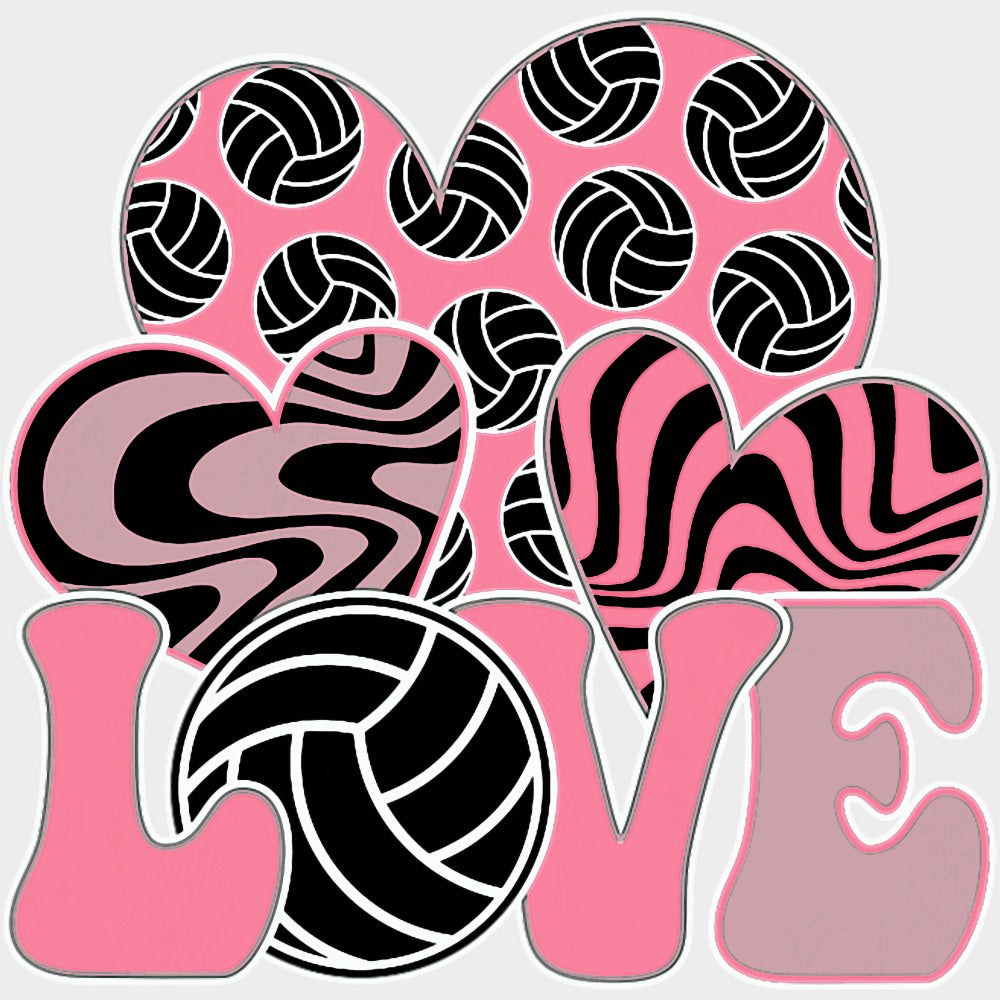 Love, Purple Hearts - Volleyball DTF Transfers transfer-kingdom Light Color Design (See Imaging)