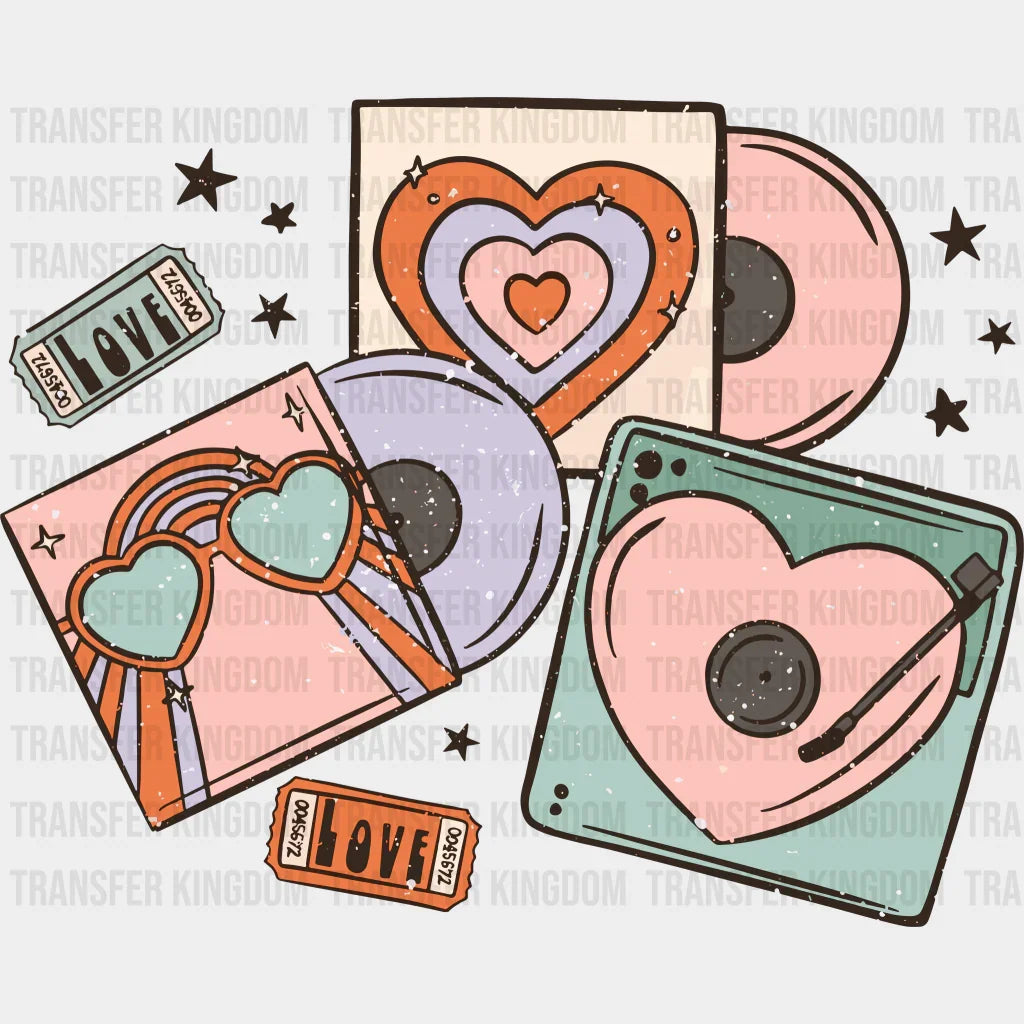 Love Records Valentines Day Design - Dtf Heat Transfer