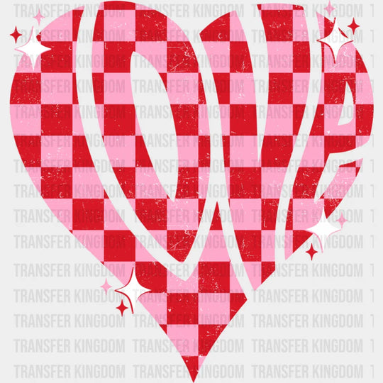 Love Red And Pink Checkered Heart - Valentine’s Day DTF Transfer