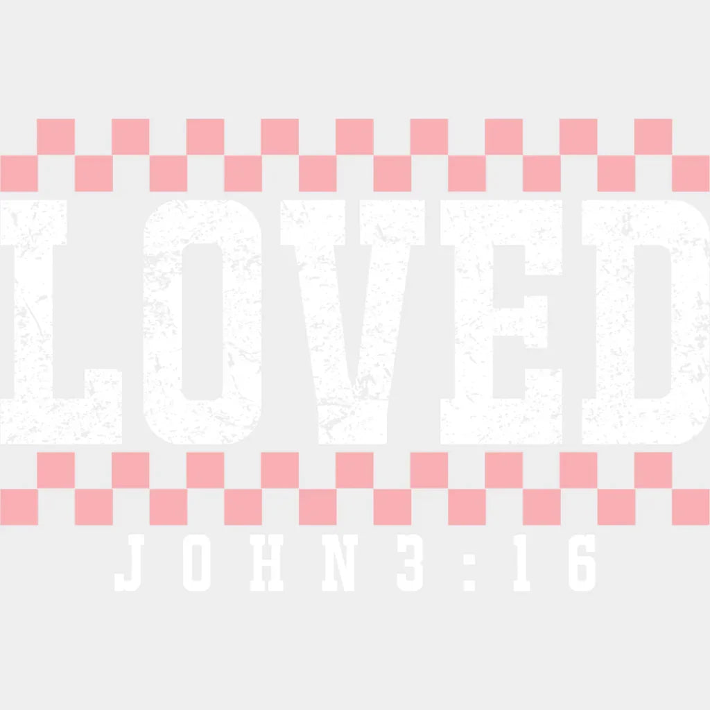 Loved John 3:16 Red And White - Valentine’s Day DTF Transfer Adult Unisex - S & M (10’’) / Light Color Design (See