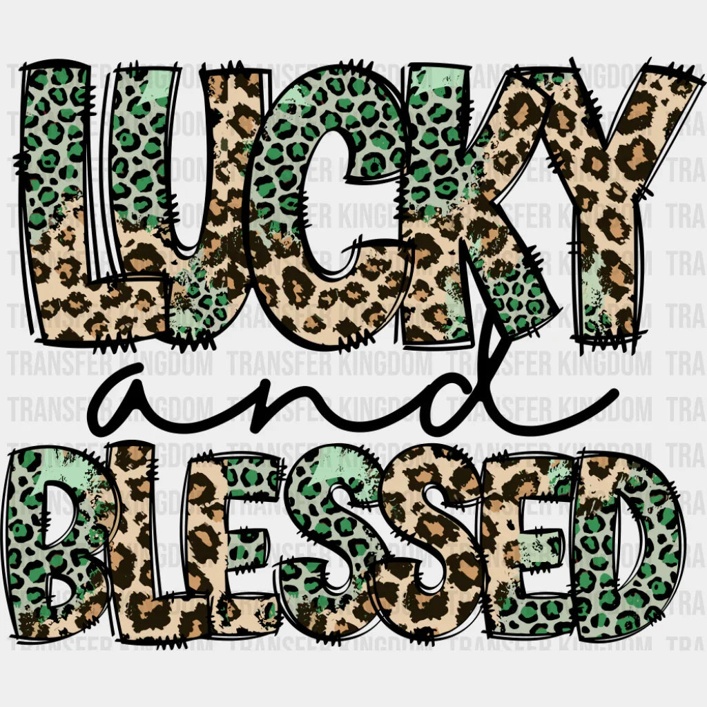Lucky And Blessed Cheetah Print - St. Patrick’s Day DTF Transfer Adult Unisex - S & M (10’’) / Dark Color Design (See
