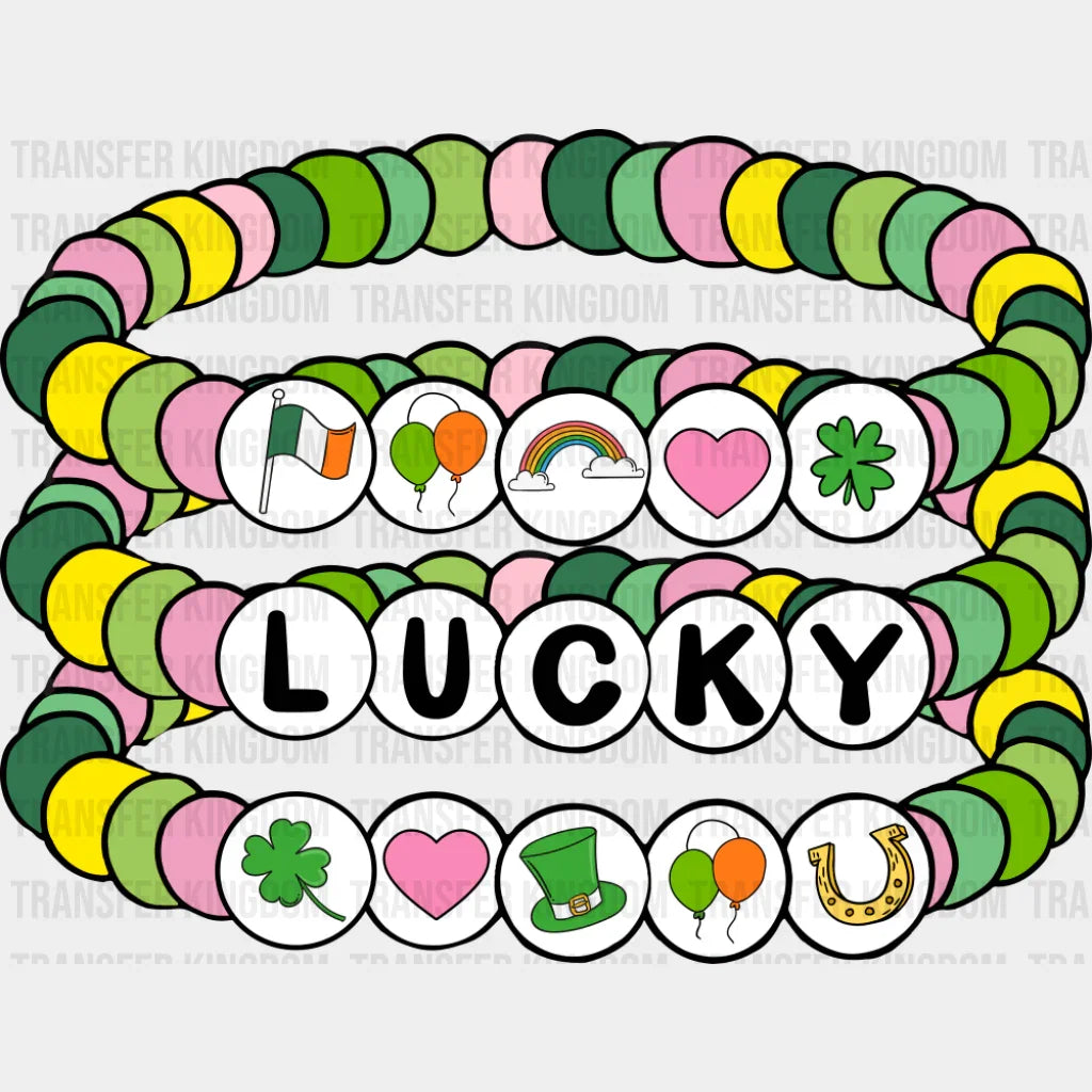 Lucky Bracelets - St. Patrick’s Day DTF Transfer Adult Unisex - S & M (10’’) / Dark Color Design (See Imaging)