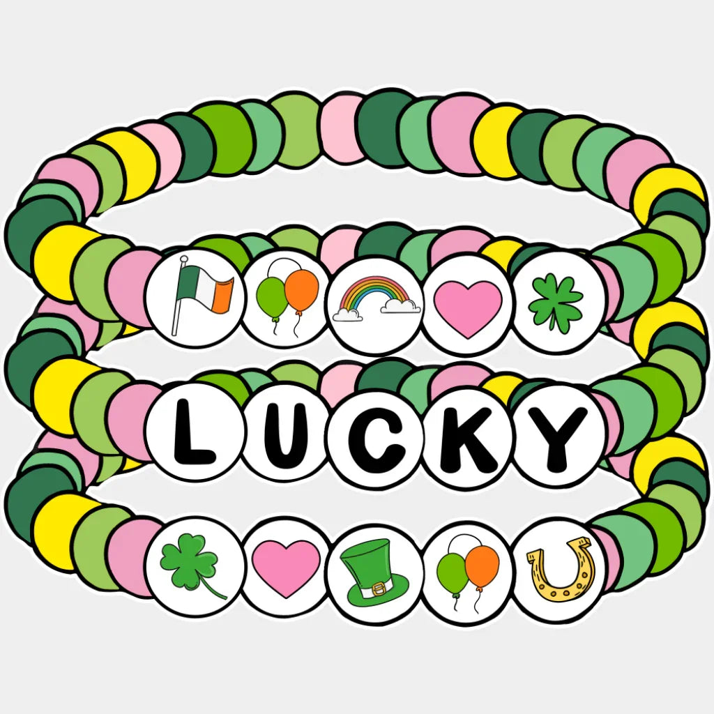 Lucky Bracelets - St. Patrick’s Day DTF Transfer Adult Unisex - S & M (10’’) / Light Color Design (See Imaging)