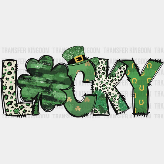 Lucky Clover Green And White Cheetah Print Design - St. Patrick’s Day DTF Transfer
