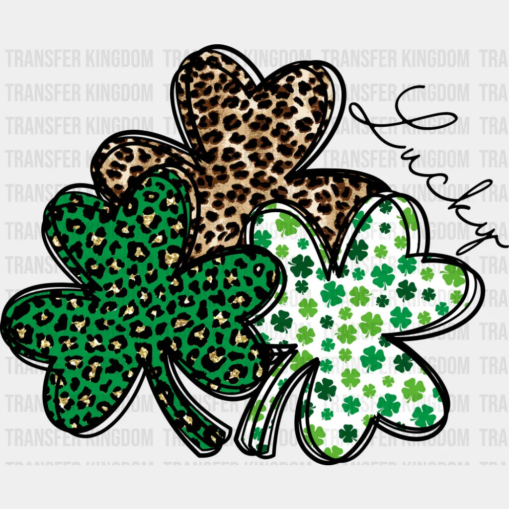 Lucky Clovers Cheetah Print - St. Patrick’s Day DTF Transfer Adult Unisex - S & M (10’’) / Dark Color Design (See
