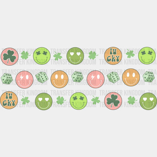 Lucky Dice Smileys - St Patrick Cup Wrap Uv Sticker Permanent Dtf Decal