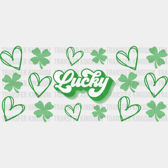 Lucky Green Hearts - St Patrick Cup Wrap Uv Sticker Permanent Dtf Decal