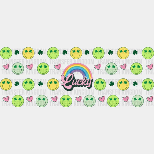 Lucky Rainbow And Smileys - St Patrick Cup Wrap Uv Sticker Permanent Dtf Decal
