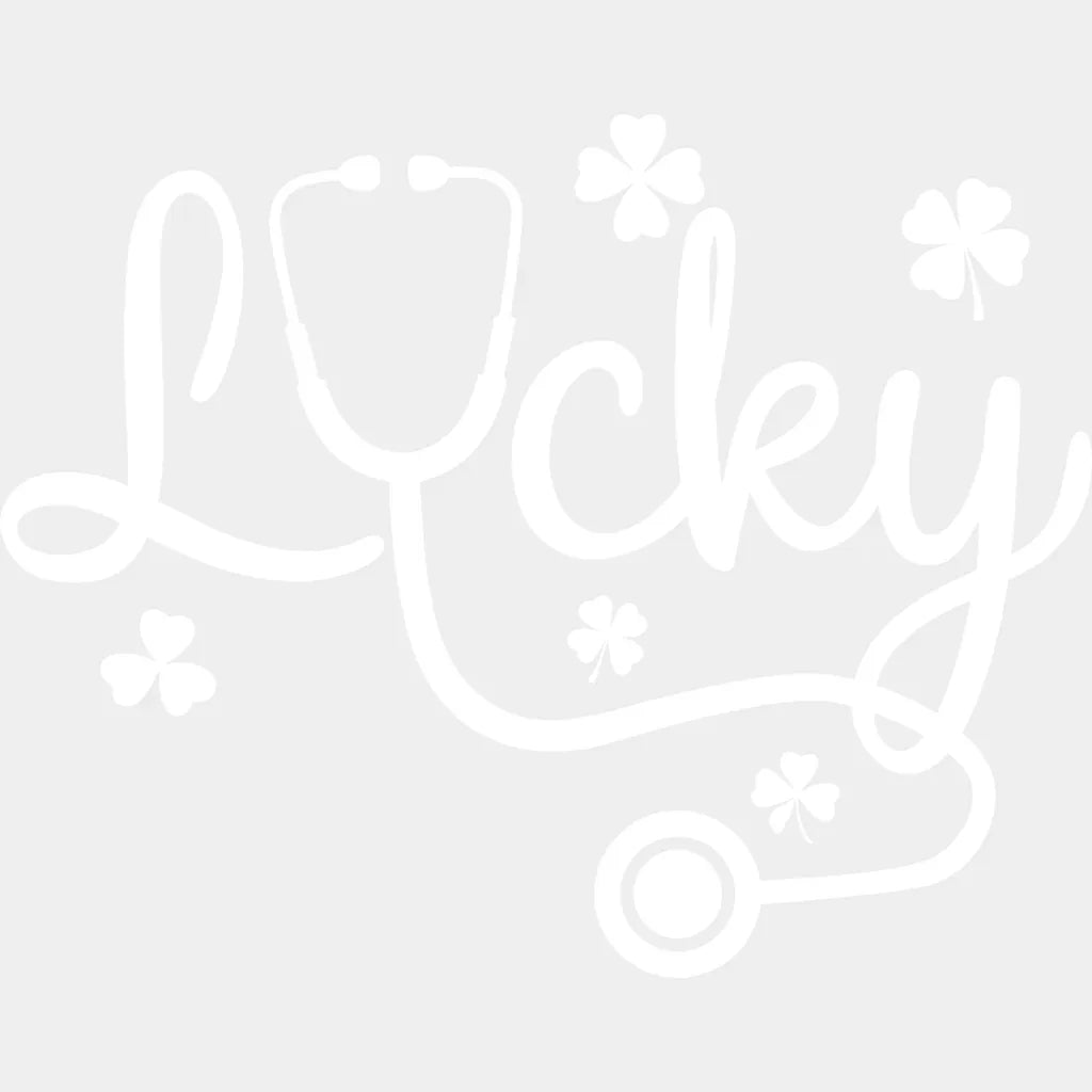 Lucky Stethoscope And Clovers - St. Patrick’s Day DTF Transfer Adult Unisex - S & M (10’’) / Light Color Design (See