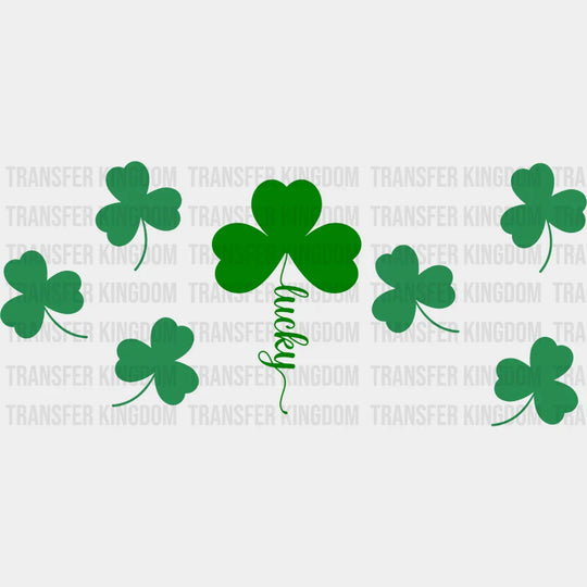 Lucky Three Leaf Clover Design - St Patrick Cup Wrap Uv Sticker Permanent Dtf Decal