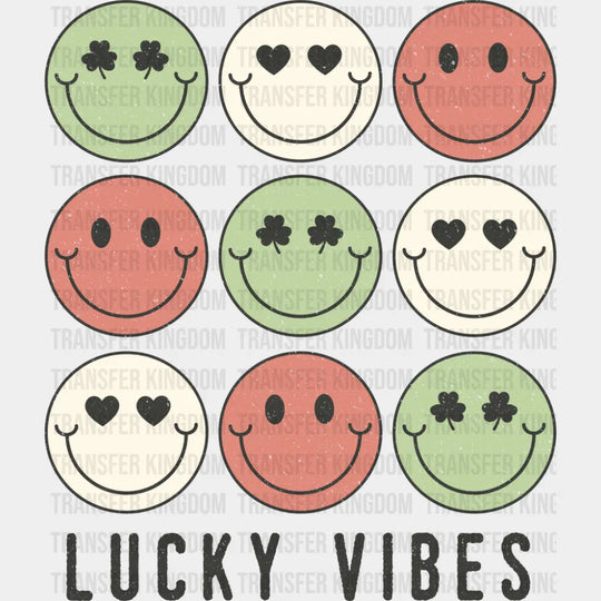 Lucky Vibes Smileys - St. Patrick’s Day DTF Transfer Adult Unisex - S & M (10’’) / Dark Color Design (See Imaging)