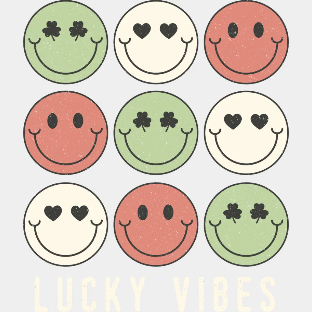 Lucky Vibes Smileys - St. Patrick’s Day DTF Transfer Adult Unisex - S & M (10’’) / Light Color Design (See Imaging)