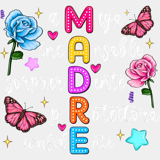 Madre Flowers Design - Mother’s Day DTF Transfer Adult Unisex - S & M (10’’) / Light Color Design (See Imaging)