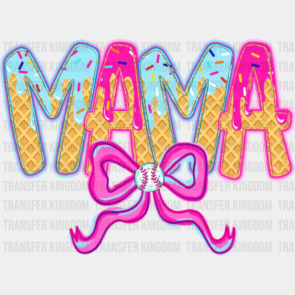 Mama Blue And Pink Baseball Ribbon - Mother’s Day DTF Transfer