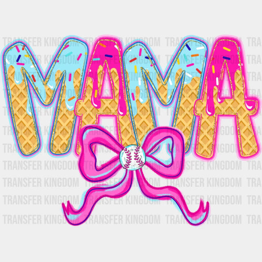 Mama Blue And Pink Baseball Ribbon - Mother’s Day DTF Transfer