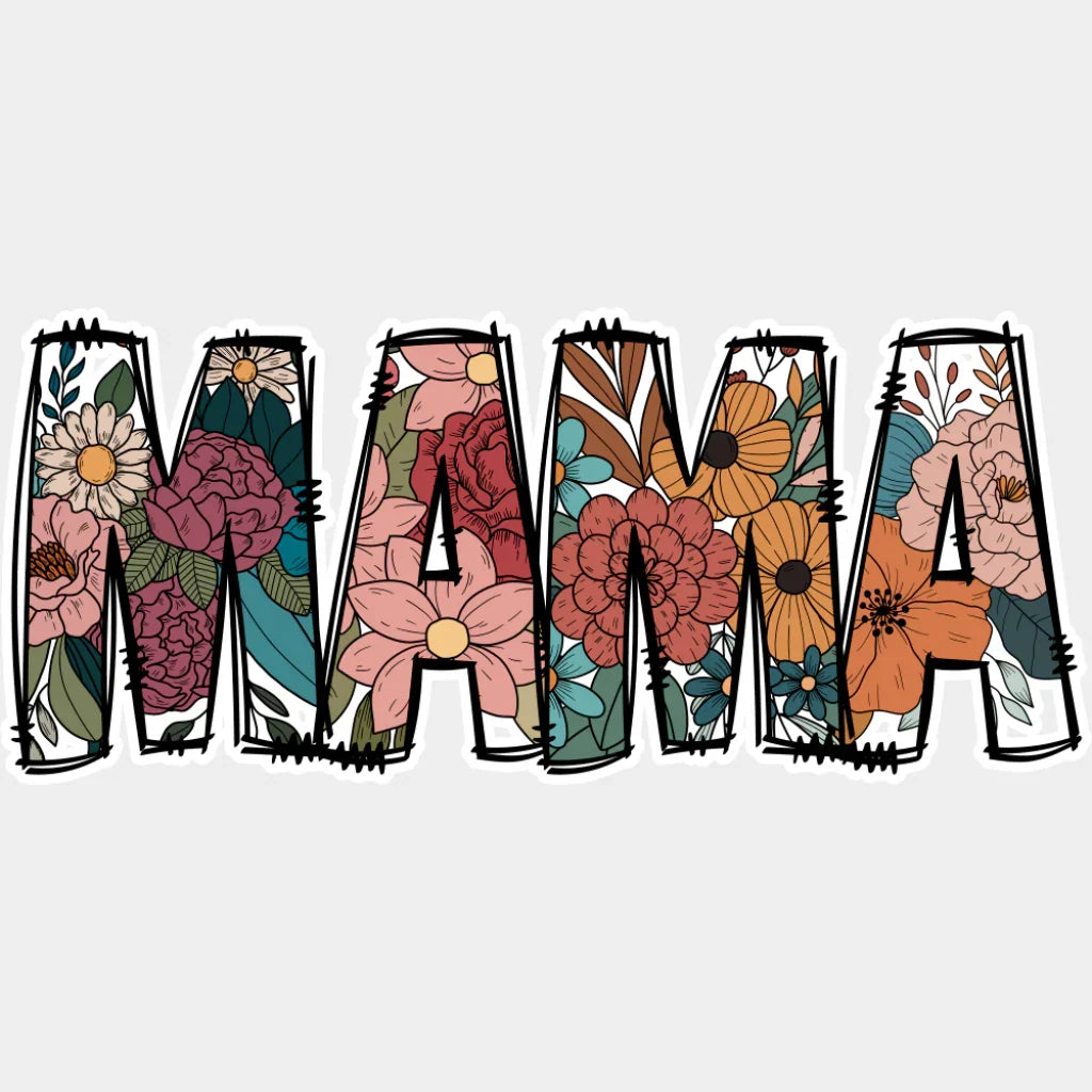 Mama Colorful Flowers Design - Mother’s Day Dtf Transfer Unisex S & M (10’’) / Light Color