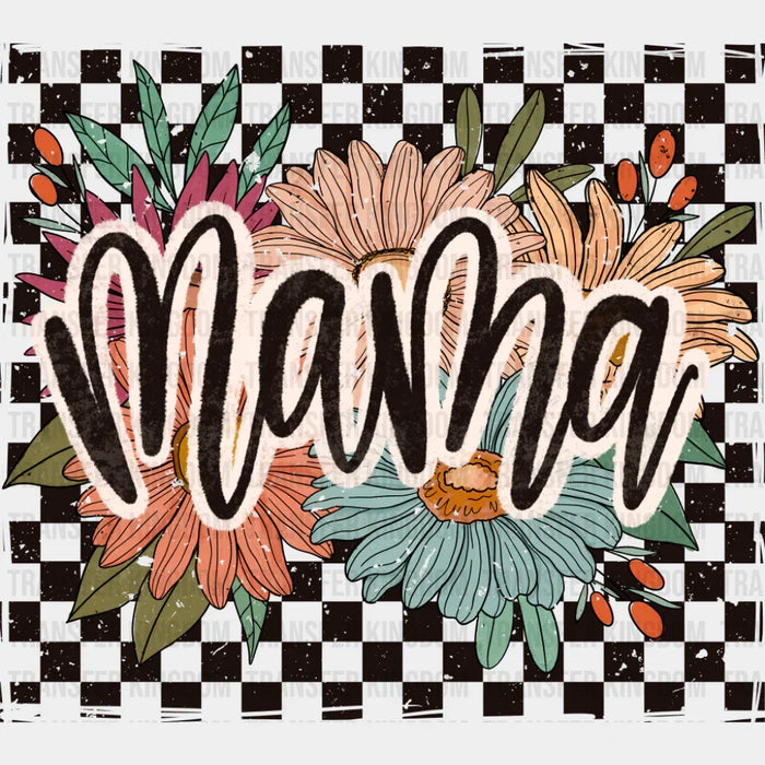 Mama Flowers Checkered Design - Mother's Day DTF Transfer