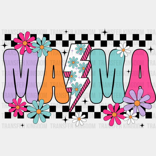 Mama Flowers Lightning Bolt - Mother’s Day DTF Transfer Adult Unisex - S & M (10’’) / Dark Color Design (See Imaging)