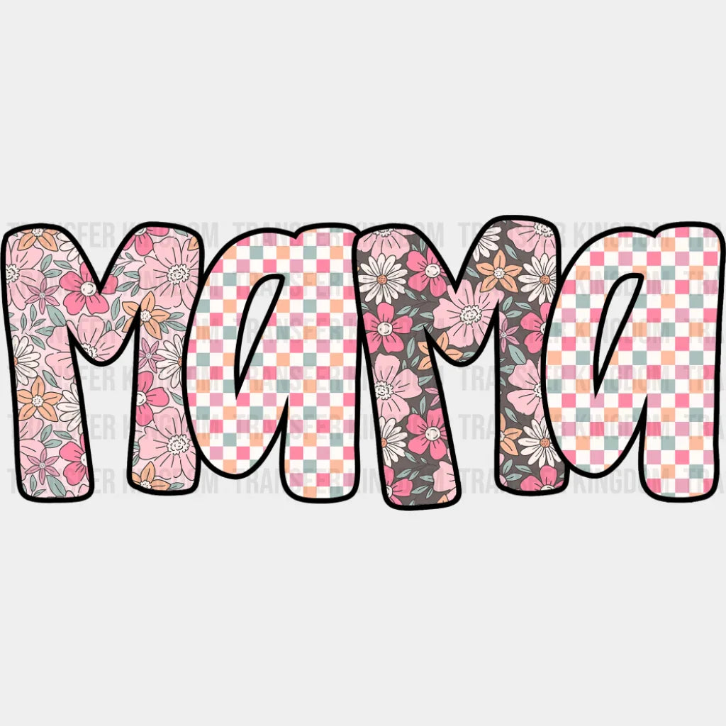 Mama Pink Checkered Design - Mother’s Day DTF Transfer Adult Unisex - S & M (10’’) / Dark Color Design (See Imaging)