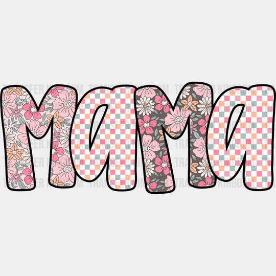Mama Pink Checkered Design - Mother’s Day DTF Transfer Adult Unisex - S & M (10’’) / Dark Color Design (See Imaging)