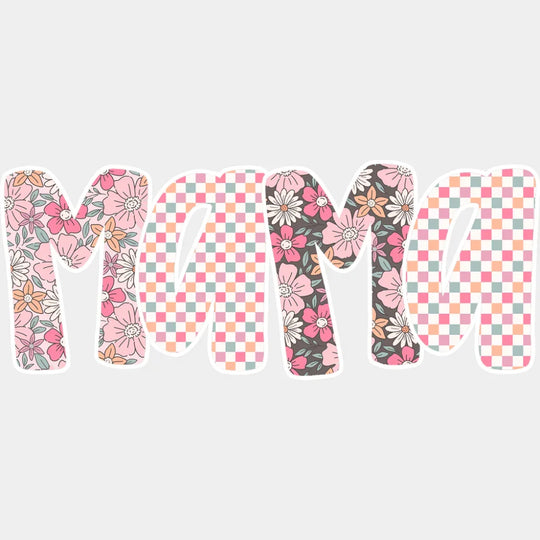 Mama Pink Checkered Design - Mother’s Day DTF Transfer Adult Unisex - S & M (10’’) / Light Color Design (See Imaging)