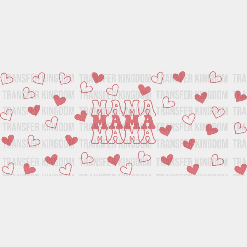 Mama Pink Heart - Mom Cup Wrap Uv Sticker Permanent Dtf Decal