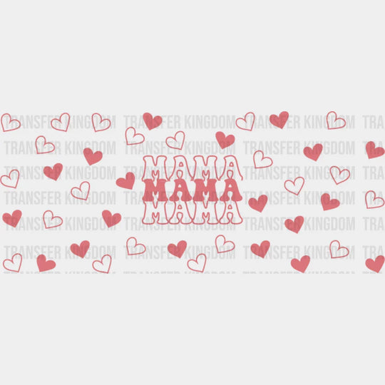 Mama Pink Heart - Mom Cup Wrap Uv Sticker Permanent Dtf Decal