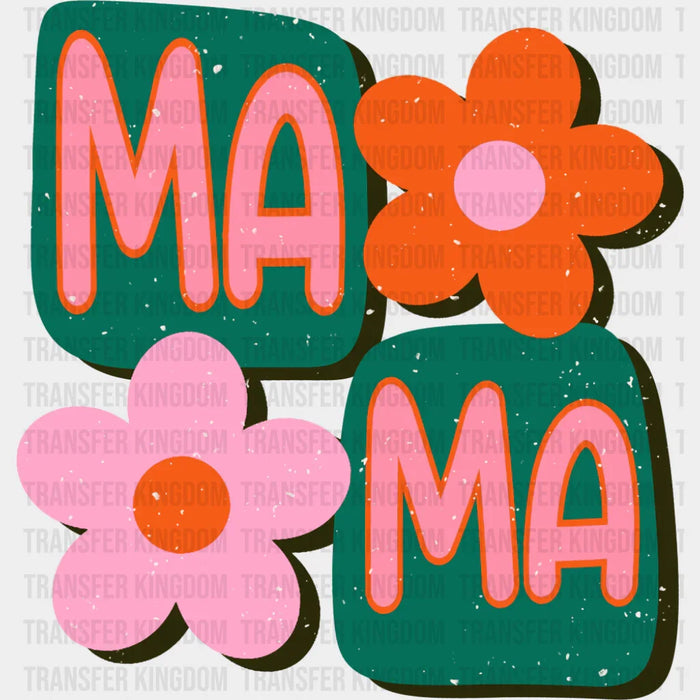 Mama Pink Orange Green Retro Design - Mother's Day DTF Transfer