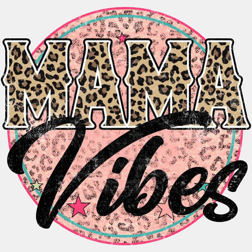 Mama Vibes Retro Leopard Design - DTF heat transfer - Transfer Kingdom