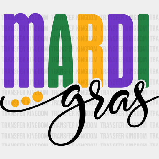 Mardi Gras B&W - Mardi Gras DTF Transfer Adult Unisex - S & M (10’’) / Dark Color Design (See Imaging)