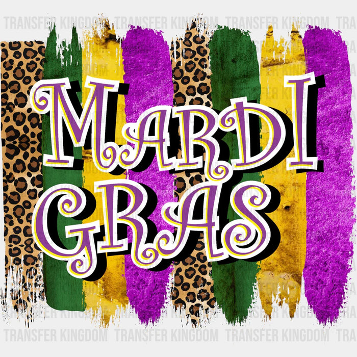 Mardi Gras Leopard Print Colorful Design - Mardi Gras DTF heat transfer