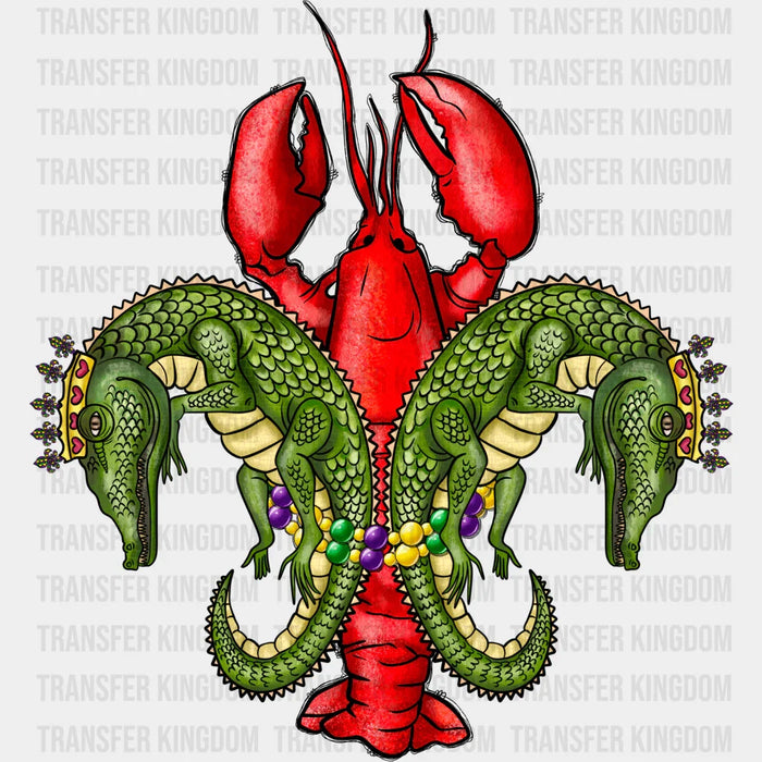 Mardi Gras Crawfish Crocodile Design - Mardi Gras DTF heat transfer