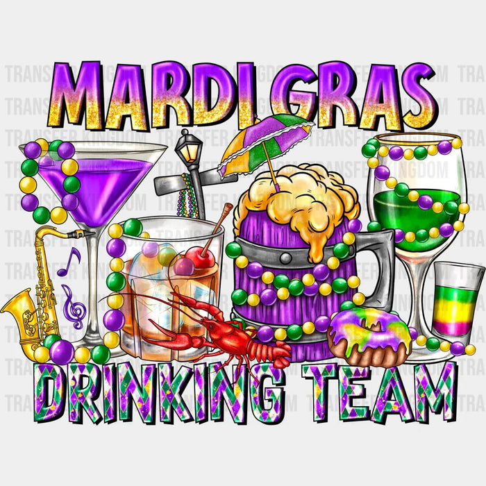 Mardi Gras Drinking Team - Mardi Gras DTF heat transfer