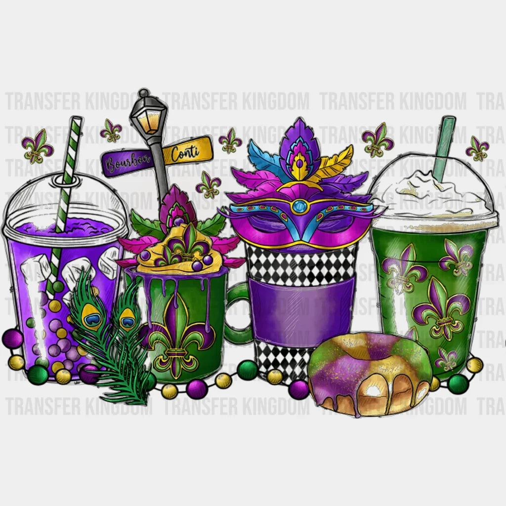 Mardi Gras Drinks Design- Dtf Heat Transfer