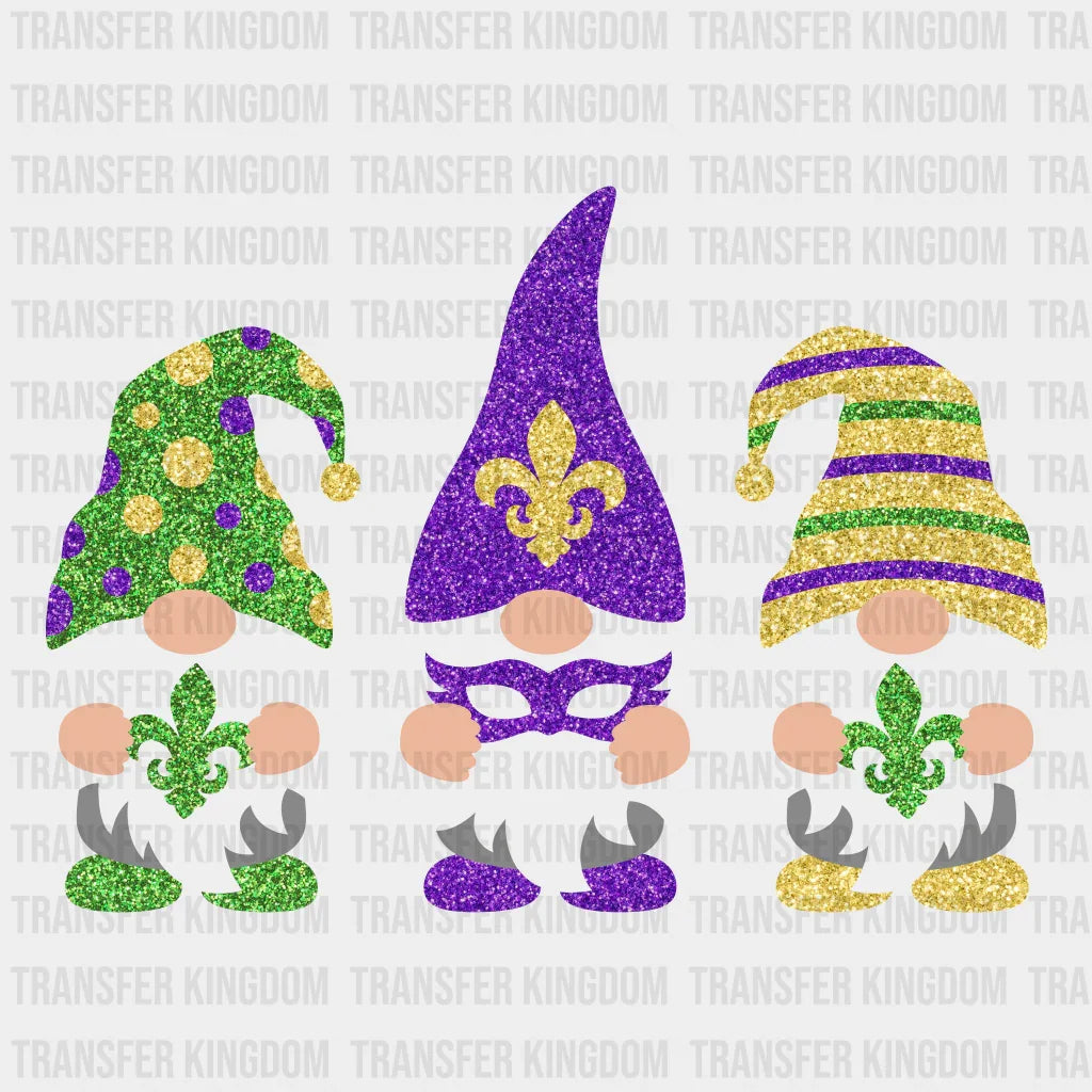 Mardi Gras Gnomes Flower De Luce Design- Dtf Heat Transfer Unisex - S & M ( 10 )