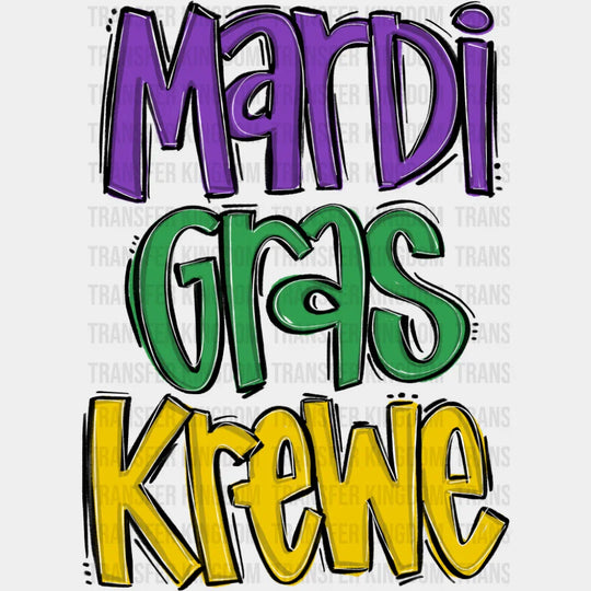 Mardi Gras Krewe - Mardi Gras DTF Transfer Adult Unisex - S & M (10’’) / Dark Color Design (See Imaging)