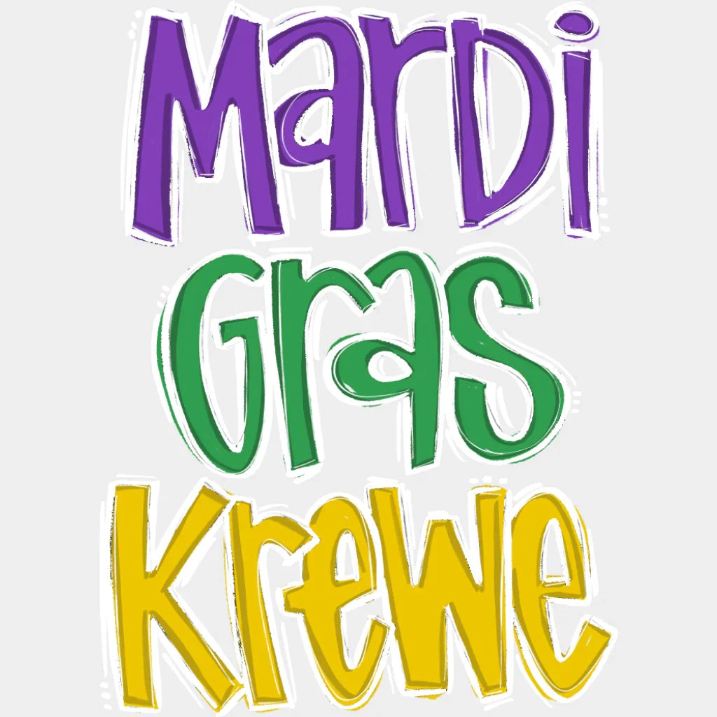 Mardi Gras Krewe - Mardi Gras DTF Transfer Adult Unisex - S & M (10’’) / Light Color Design (See Imaging)
