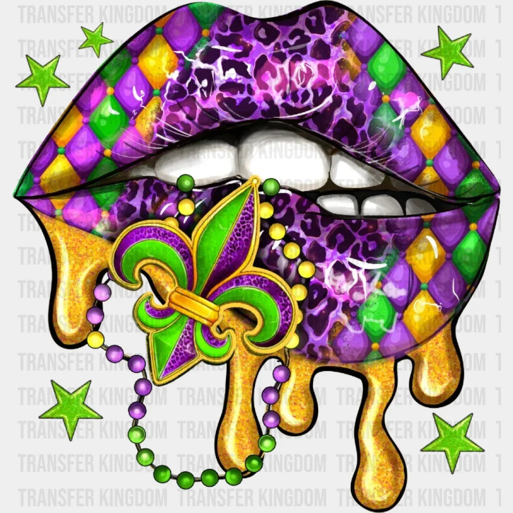Mardi Gras Lips Design- Dtf Heat Transfer