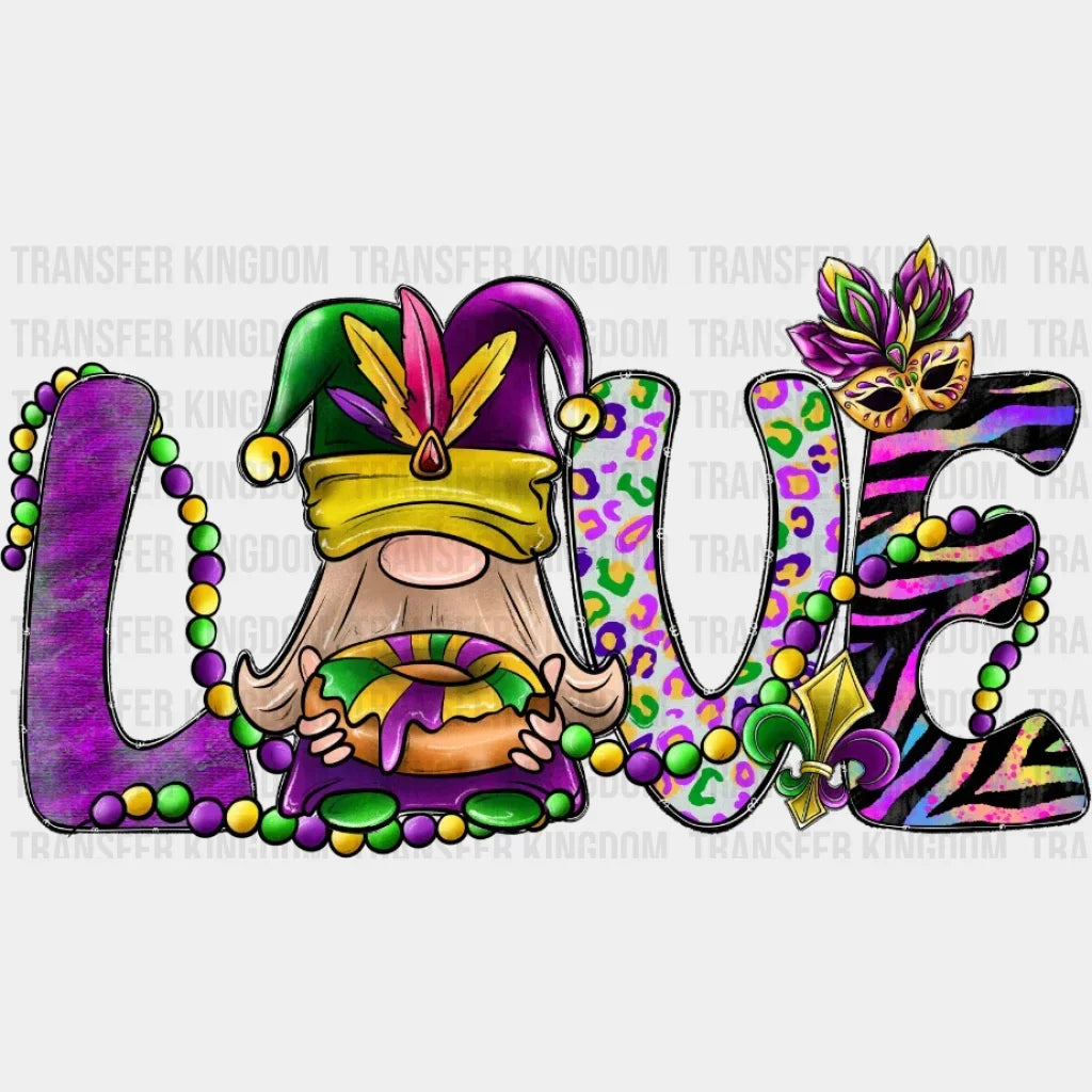 Mardi Gras Love Design- Dtf Heat Transfer