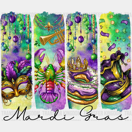 Mardi Gras Mask Lobster Donut & Hat - Mardi Gras DTF Transfer Adult Unisex - S & M (10’’) / Dark Color Design (See