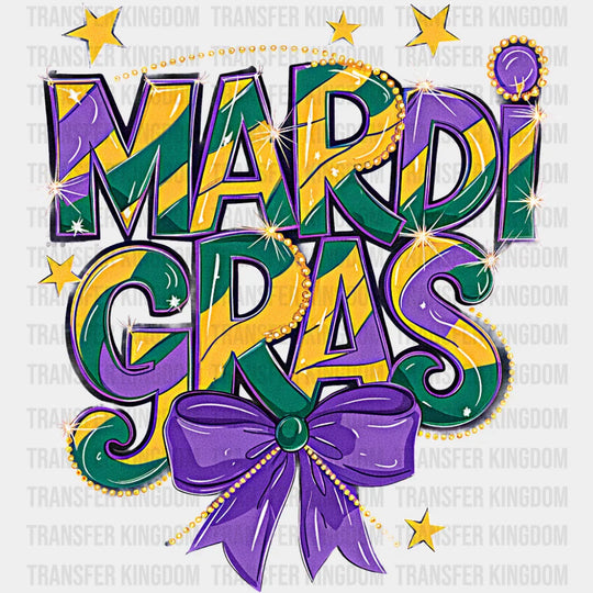 Mardi Gras Ribbon And Stars - Mardi Gras DTF Transfer