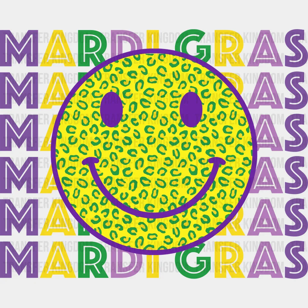 Mardi Gras Smiley - Dtf Heat Transfer