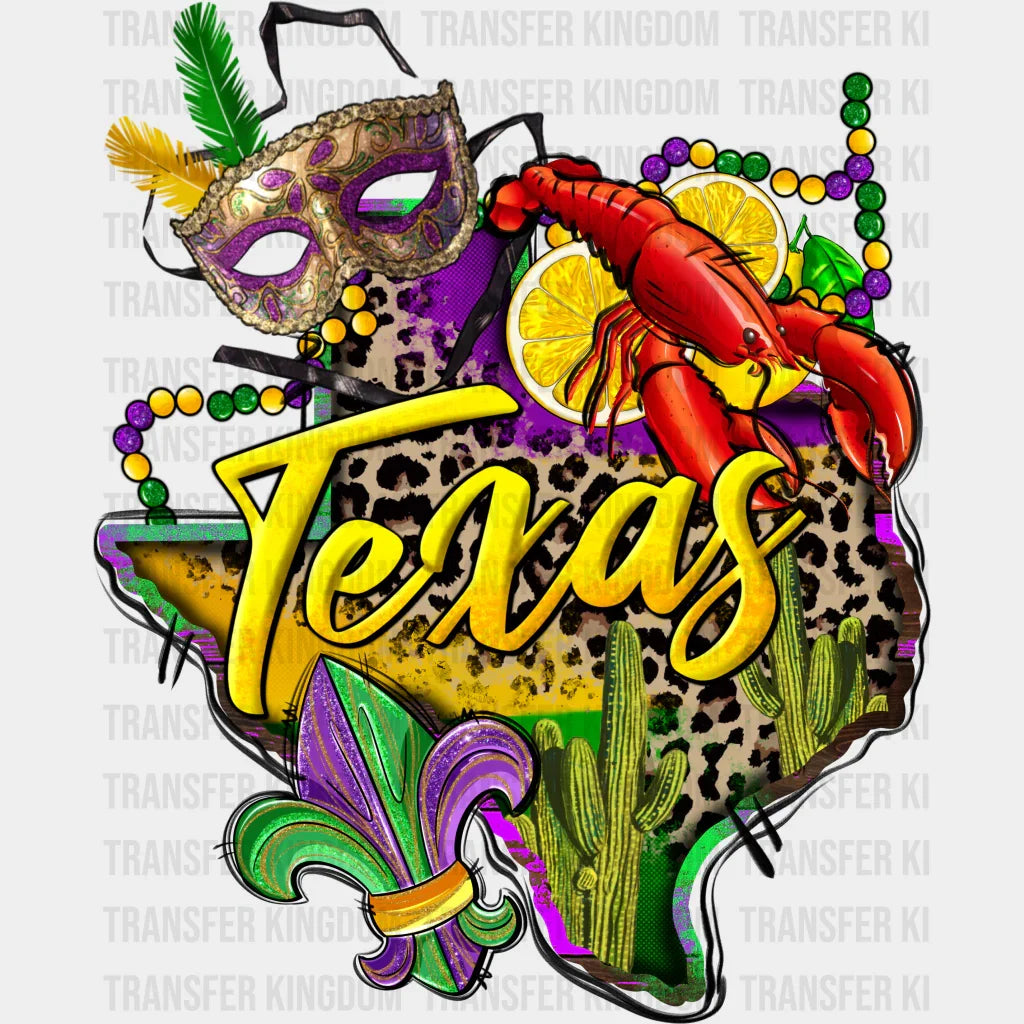 Mardi Gras Texas Map - Dtf Heat Transfer