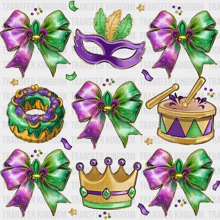 Mask, Ribbons, Donut - Mardi Gras DTF Transfers