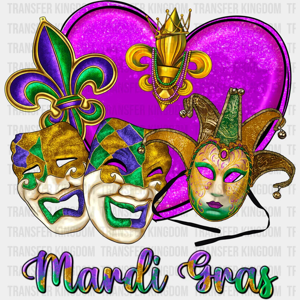 Masks Mardi Gras Design- Dtf Heat Transfer