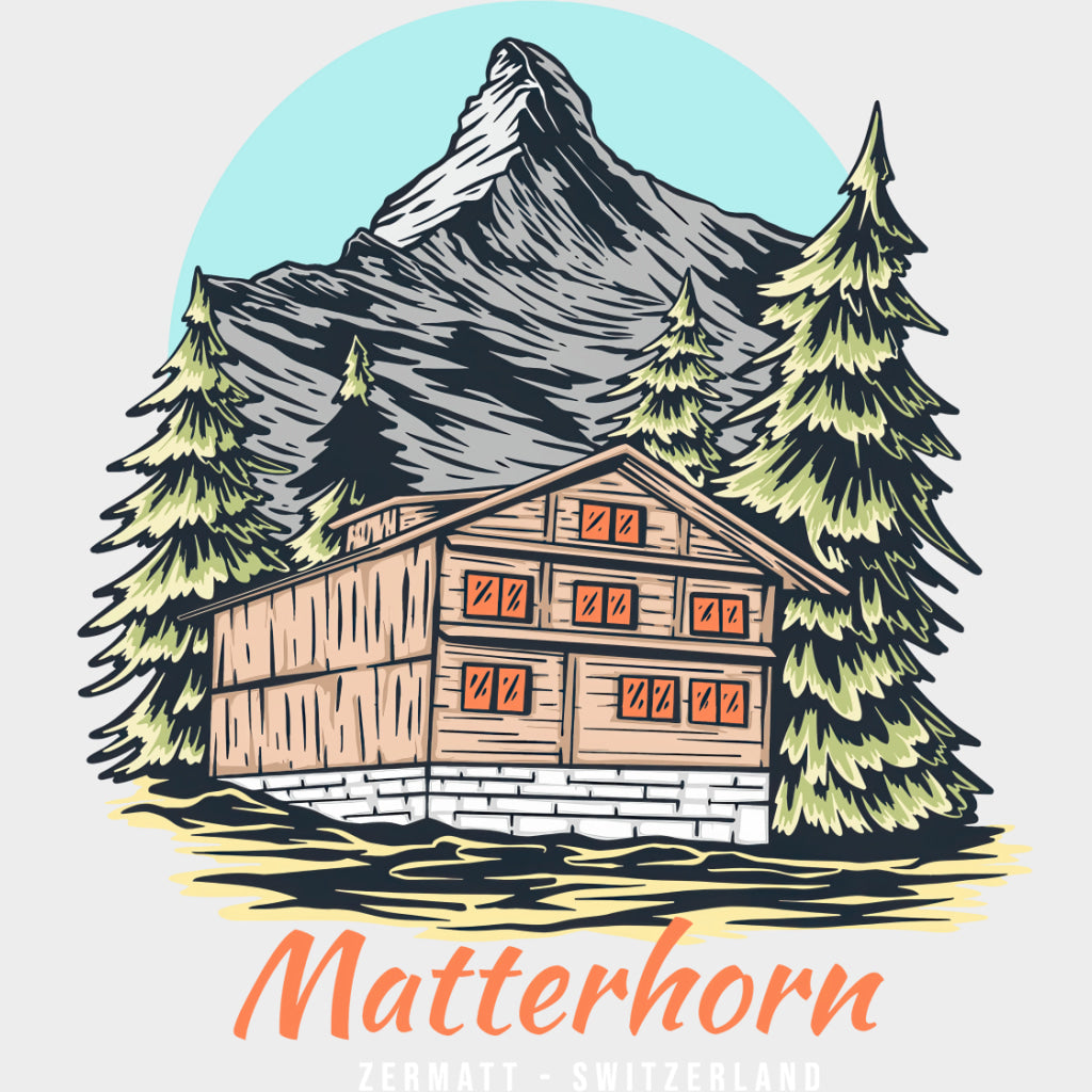 Matterhorn Zermatt Switzerland - Hiking DTF Transfers Adult Unisex - S & M (10’’) / Light Color Design (See Imaging)