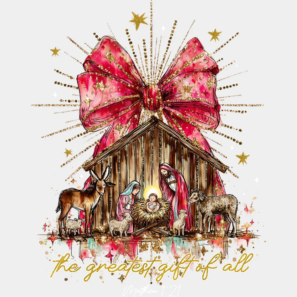 Matthew 1:21 - Christmas DTF Transfer Adult Unisex - S & M (10’’) / Light Color Design (See Imaging)
