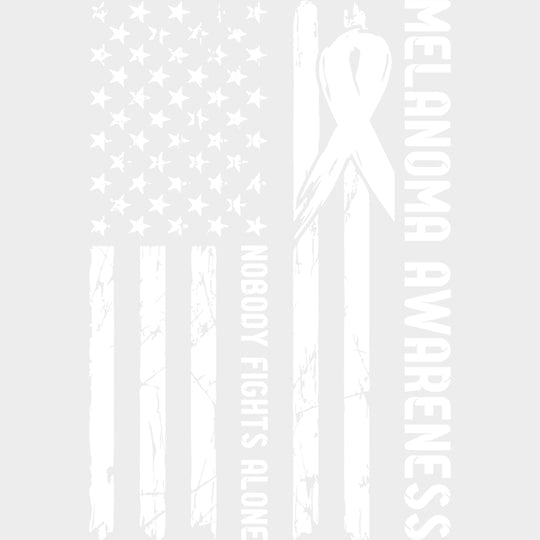 Melanoma Awareness Nobody Fights Alone - Melanoma DTF Transfers - Adult Unisex - S & M (10’’) / Light Color Design (See